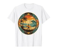 Vintage Surfer Carrying Board Retro Ocean Sunset Palm Preisgünstiges Grafik-T-Shirt, Herren, Weiß, XL