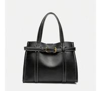 Vintage tote bag with buckle, large capacity, versatile for commuting, can be worn on the shoulder or crossbody, a timeless classic.