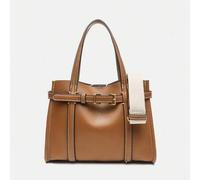 Vintage tote bag with buckle, large capacity, versatile for commuting, can be worn on the shoulder or crossbody, a timeless classic.
