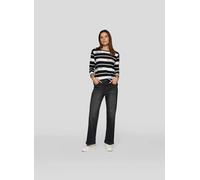 3/4-Arm-Shirt RABE, Damen, Gr. 38, schwarz, Strick, Obermaterial: 76% Baumwolle, 16% Polyester, 8% Elasthan, gestreift, regular fit taillenbedeckt, Rundhals, gerader Abschluss, Shirts, mit Schriftzug