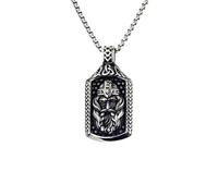 Vintage Viking Odin Krieger Halskette Herren, Edelstahl Nordischer Held Schmuck, Retro Punk Biker Amulett, 60cm Kette, Geschenk mit Box