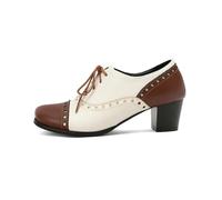 Vintage Wingtip Oxfords Heels for Frauen Brogues Chunky Mid Heel Schnür-Oxford-Pumps Block Heels Klassische Loafers Brock(D,35)