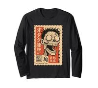 Vintage Zombie Briefmarke mit Otaku Horror Kunst Langarmshirt