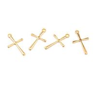 Vintageparts Anhänger als Kreuz 16 mm aus 304 Edelstahl in Goldfarben 4 Stück zum Schmuck selber basteln, Mädchen Damen unisex