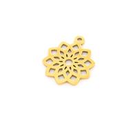 Vintageparts Anhänger Blume des Lebens aus 201 Edelstahl in Goldfarben beschichtet 19 mm zum Schmuck selber basteln, Charms und Pendants