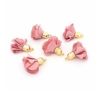 Vintageparts FACHHANDEL FÜR SCHMUCKZUBEHÖR Stoffquasten in Altrosa mit goldfarbener Aufhängung 26 x 30 mm - 6 Stück