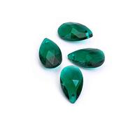 Vintageparts Glasschliffanhänger als Tropfen in smaragdgrün 22mm 4 Stück zum Schmuck selber basteln Halskette Armband Perlenkette