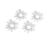 Vintageparts Lünettenanhänger als Sonne in Platinfarben 4 Stück zum Schmuck selber Machen