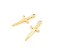 Vintageparts Schwert Anhänger 27 mm 201 Edelstahl 18k Gold IP beschichtet Dolch Charm Fädelloch 2 mm DIY Schmuck Kettenanhänger Armband Ohrringe 2 Stück