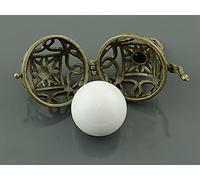 Vintageparts weiße Klangkugel aus Messing, 16 mm, DIY-Schmuck