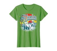 Vintager Alaska-Retro- Eisbär im Freien u. Gebirgswandern T-Shirt, Damen, Hellgrün, XL