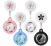 Vintoney Krankenschwester Uhr, 4er Krankenschwesteruhr Schwesternuhr Taschenuhren für Damen Pflegeuhr Taschenuhr Ansteckuhr Zeiger mit Leuchtend im Dunkeln Dehnbare Silikon Hülle