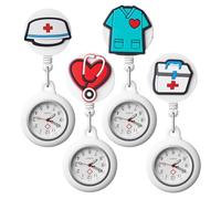 Vintoney Krankenschwester Uhr, 4PCS Krankenschwesteruhr Schwesternuhr Taschenuhren für Damen Pflegeuhr Taschenuhr Zeiger mit Leuchtend im Dunkeln Dehnbare Silikon Hülle - Pflegeelemente