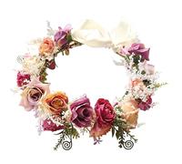VINTORKY 1 Stück Blumenkranz Haarschmuck für Hochzeiten Festivals Fotoshootings Handgefertigtes Kopfband mit Blumen für Damen für Reisen und Feiern
