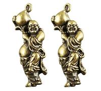 VINTORKY 2 Stück Messing Maitreya Buddha Anhänger Schlüsselanhänger Vintage Stil Kleine Buddha Figur Dekoration für Wohnzimmer und Meditation Zubehör