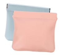 VINTORKY 2Stücke Mini Kosmetiktasche aus PU Leder Lippenstifthülle Teilig in Rosa und Blau zum Organisieren von Make Up Geldbörse und Schmuck für Reisen