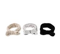 VINTORKY 3 Stück Coral Fleece Stirnband Damen Elastisch Mit Schleife Make up Haarband Für Gesichtsreinigung Spa Haarfixierung