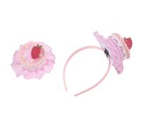 VINTORKY Süßes Party Kopfbedeckungen Satz mit Kuchen Haarspangen aus Stoff in Rosa Vielseitige Haarschmuck für Mädchen Geeignet für Cosplay Partys und Frühlingsfeste