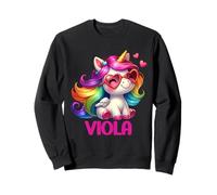 Viola Personalisierter Name Buntes Einhorn Frauen Mädchen Sweatshirt