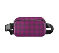 Violet Buffalo Plaid Stilvolle Gürteltasche für Damen und Herren, Mini-Croose-Body Geldbörse mit verstellbarem Riemen für Radfahren, Wandern, Fitnessstudio, Violettes Büffelkaro, 1 size
