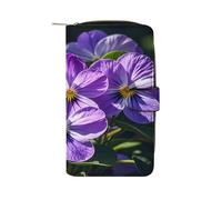 Violets in Bloom Ledergeldbörse, lang, Scheckbuch, klassisch, zweifach gefaltet, mit Ausweisfenster