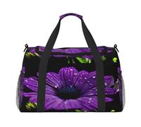 Violette Reisetasche mit Gänseblümchen-Aufdruck, ideal für Langstreckenreisen und den täglichen Gebrauch, Schwarz , Einheitsgröße