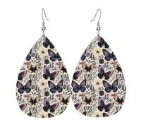 Violette Schmetterlings-Ohrringe für Damen, modische tropfenförmige Leder-Ohrringe für Damen, trendig, bunte Tropfen-Ohrringe