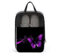 Violette und schwarze Schmetterlings-Schuhtasche, Reise-Schuh-Organizer, wasserabweisend, Schuhbeutel mit Reißverschluss, Sneaker, Staubbeutel, grau, Einheitsgröße, modern, grau, Einheitsgröße, Modern