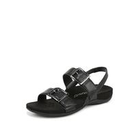 Vionic Damen Reese Flache Sandals, Schwarz Leder, Weite, EU 36