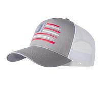 VIONLAN Baseballkappe Amerikanische Flagge Trucker Hut für Männer Frauen 3D geprägtes Logo verstellbar Outdoor Mesh Snapback Hut, Grau/US-Flagge, Einheitsgröße