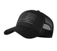 VIONLAN Baseballkappe mit amerikanischer Flagge, Trucker-Mütze für Herren und Damen, 3D-geprägtes Logo, verstellbar, Netzstoff, Snapback-Hut, Schwarz/Schwarze Flagge, One Size
