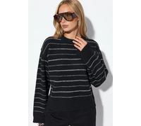 Viorna Gestreiftes Rundhals-Sweatshirt - Schwarz S