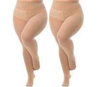 Viozocy Strumpfhosen Damen Große Größen, Elastische Hohe Taile Langlebig Strumpfhose, Weich Semi-Blickdichte Plus Größen Feinstrumpfhose XL 2XL 3XL 4XL, 2 Hautfarbe XXL
