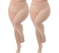 Viozocy Strumpfhosen Damen Große Größen, Elastische Hohe Taile Langlebig Strumpfhose, Weich Semi-Blickdichte Plus Größen Feinstrumpfhose XL 2XL 3XL 4XL, 2 Hell Hautfarbe XXL