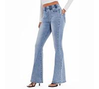 VIPONES Bell Bottom Jeans für Damen, zum Überziehen, hohe Taille, elastische Taille, trendige Stretch-Denim-Hose, 253-Blau, 42