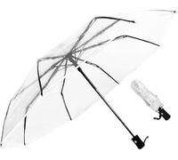 VIPOPICO Transparenter Regenschirm Automatik - Durchsichtiger Taschenschirm mit Fiberglasgestell, Leichter Kompakter Reiseschirm für Damen & Herren, Ideal für Hochzeit & Fotografie(Klares-Schwarz)