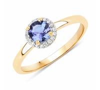 Fingerring VIRA JEWELS "925-Sterling Silber vergoldet Glänzend Tansanit violett" Gr. 17, gelb (gelb, violett), Fingerringe, Damen, 017 (53,5), 0,53 ct, Silber 925 (Sterlingsilber) (18337633-17) gelb, 