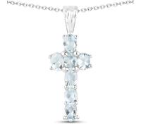 Vira Jewels - Anhänger mit Kette 925/- Sterling Silber Aquamarine hellblau 1,05 ct. Charms & Kettenanhänger 1 ct Damen