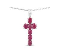 Vira Jewels - Anhänger mit Kette 925/- Sterling Silber Rubin rot 1,54 ct. Charms & Kettenanhänger 1 ct Damen