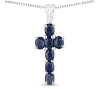 Vira Jewels - Anhänger mit Kette 925/- Sterling Silber Saphir blau 1,4 ct. Charms & Kettenanhänger 1 ct Damen