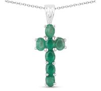 Vira Jewels - Anhänger mit Kette 925/- Sterling Silber Smaragd grün 0,98 ct. Charms & Kettenanhänger 1 ct Damen