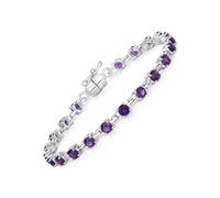 Vira Jewels Armband 925-Sterling Silber rhodiniert Amethyst rund Einheitsgröße