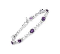 Vira Jewels Armband 925-Sterling Silber rhodiniert Glänzend Amethyst lila Einheitsgröße