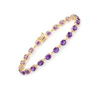 Armband VIRA JEWELS "925-Sterling Silber vergoldet Glänzend Amethyst lila", gelb (gelb, lila), Armbänder, Damen, 19cm, Silber 925 (Sterlingsilber), glänzend (71548256-0) gelb, lila