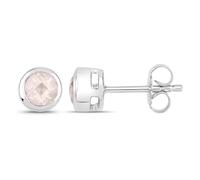 Vira Jewels Damen Ohrstecker 925/- Sterling Silber 0,6cm Glänzend Rosenquarz weiß 0,88ct. 147220022