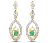 Vira Jewels Ohrringe 925/- Sterling Silber Smaragd grün 1,28 ct. gelb vergoldet Damen