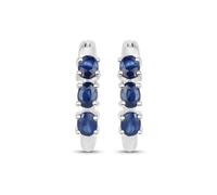 Paar Creolen VIRA JEWELS "925-Sterling Silber rhodiniert Glänzend Saphir Blau" Ohrringe Gr. ONE-SIZE, 1,2 ct, Silber 925 (Sterlingsilber), weiß (weiß, blau) Damen (29873962-0) weiß, blau