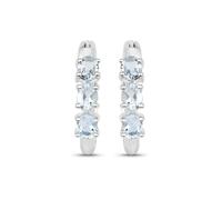 Vira Jewels - Ohrringe 925/- Sterling Silber Aquamarine hellblau 0,9 ct. Creolen 1 ct Damen