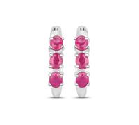 Vira Jewels - Ohrringe 925/- Sterling Silber Rubin rot 1,32 ct. Creolen 1 ct Damen