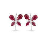 Vira Jewels - Ohrringe 925/- Sterling Silber Rubin rot 1,36 ct. 1 ct Damen